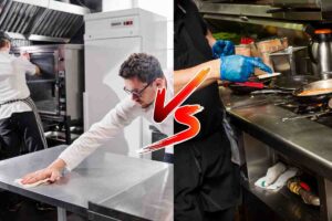 sinistra cucina pulita, a destra cucina sporca, simbolo VS